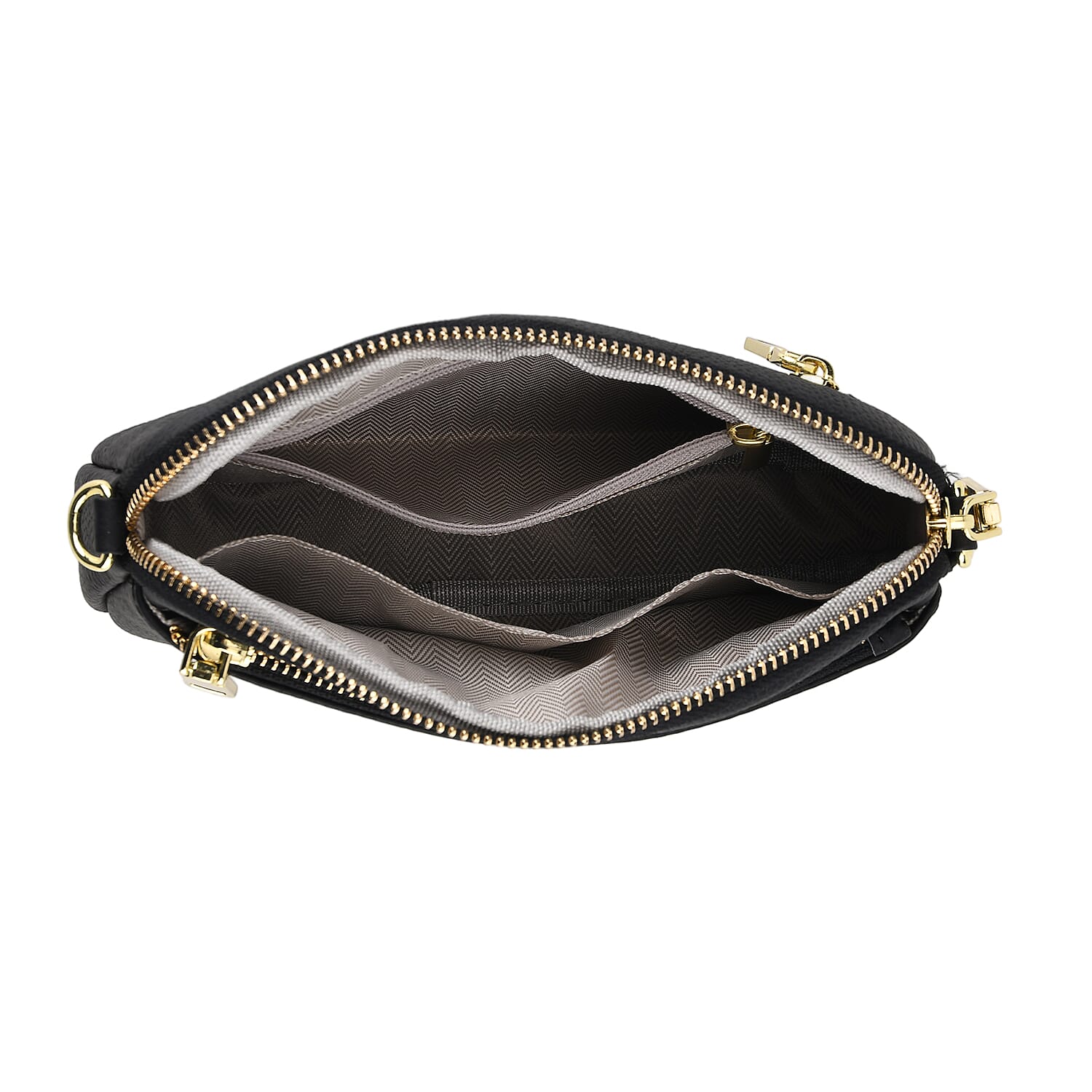 100% Genuine Leather Designer Minimalist Sling Shoulder Bag -  Black