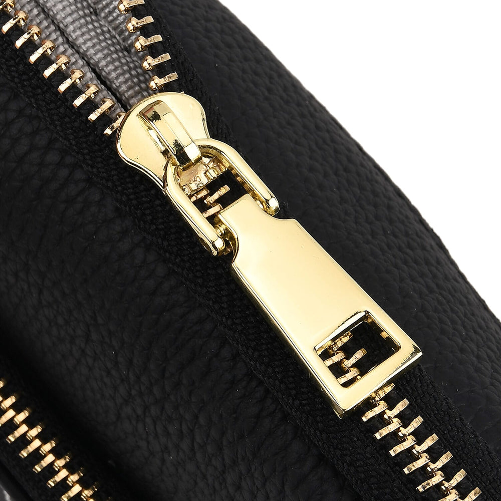 100% Genuine Leather Designer Minimalist Sling Shoulder Bag -  Black