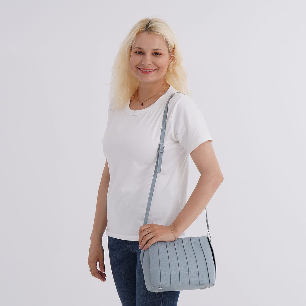 Designer inspired Womens Top Handle Shoulder Bag with Adjustable Strap - Blue
