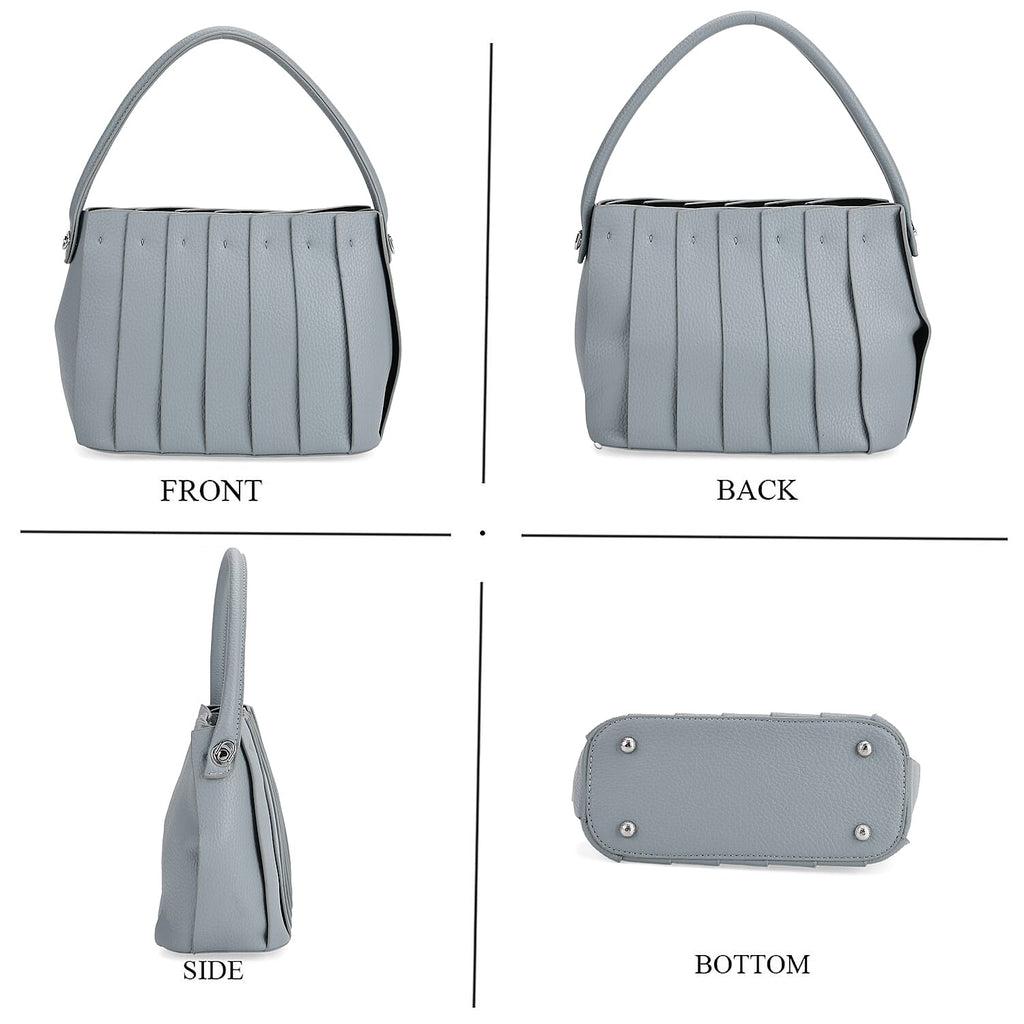 Designer inspired Womens Top Handle Shoulder Bag with Adjustable Strap - Blue