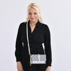 DESIGNER INSPIRED CLOSEOUT- D Letter Pattern Clutch Handbag - Blue