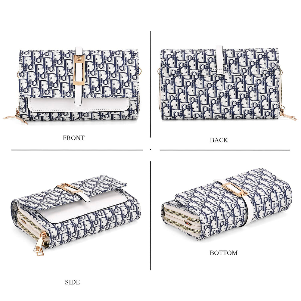 DESIGNER INSPIRED CLOSEOUT- D Letter Pattern Clutch Handbag - Blue