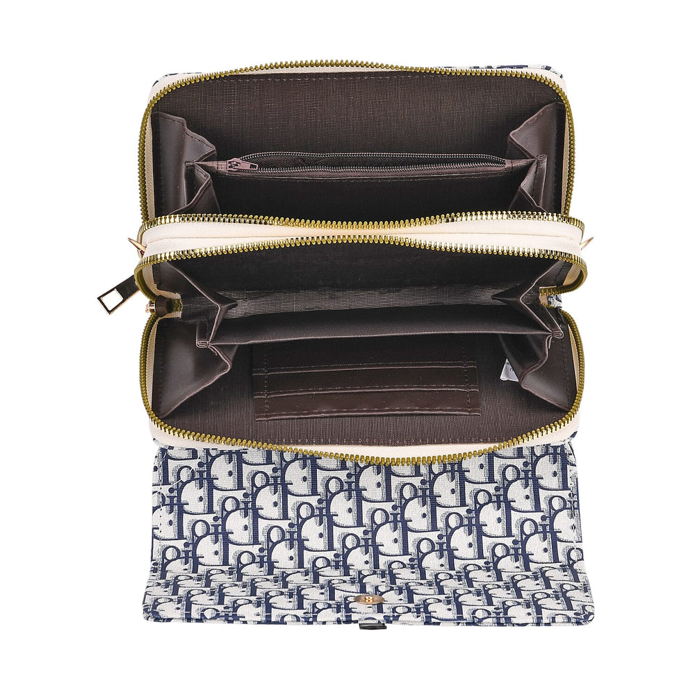DESIGNER INSPIRED CLOSEOUT- D Letter Pattern Clutch Handbag - Blue