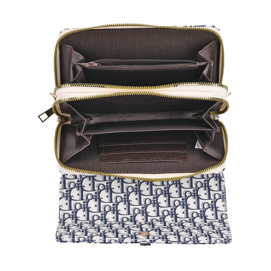 DESIGNER INSPIRED CLOSEOUT- D Letter Pattern Clutch Handbag - Blue
