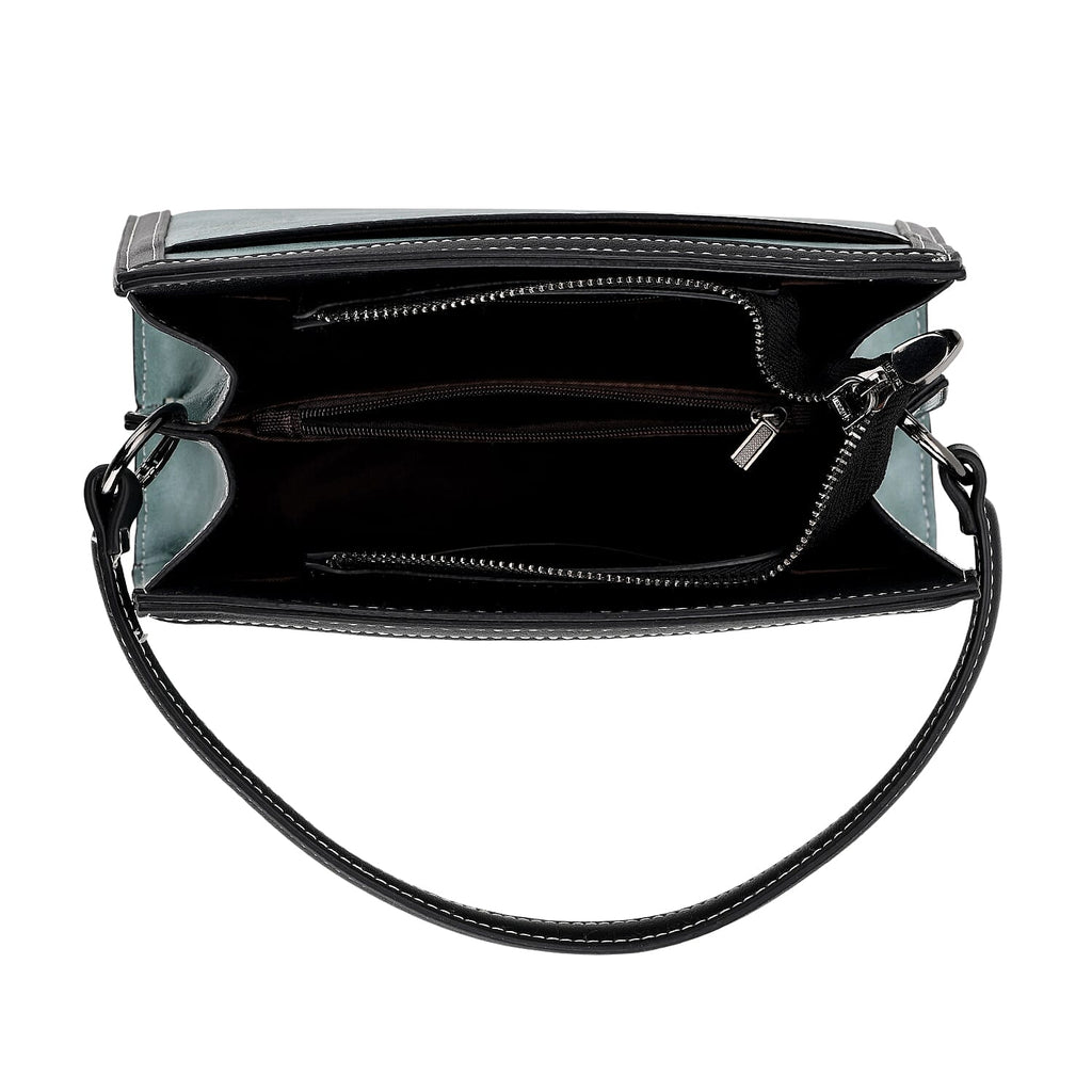 Floral Deer Embroidered Sling Handbag - Blue