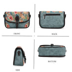 Floral Embroidered Sling Crossbody Bag - Blue