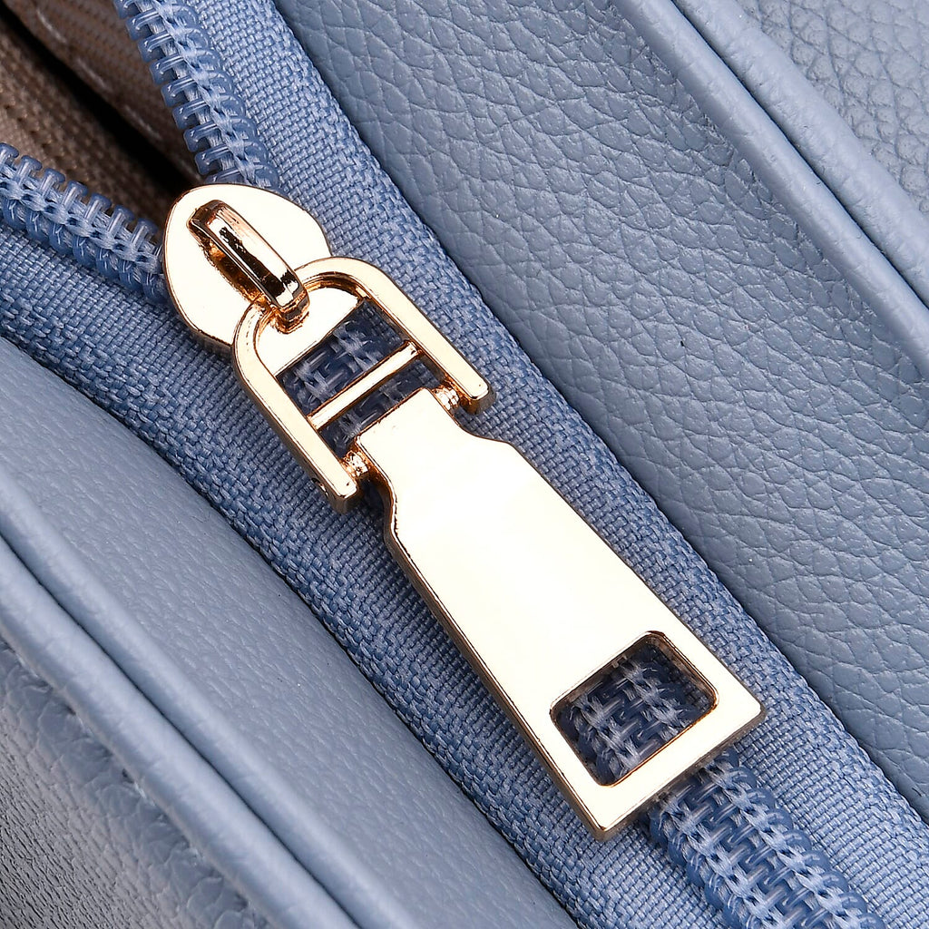 Elegant Flap Crossbody Bag with Adjustable Strap - Blue