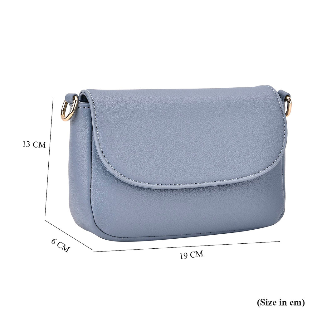 Elegant Flap Crossbody Bag with Adjustable Strap - Blue
