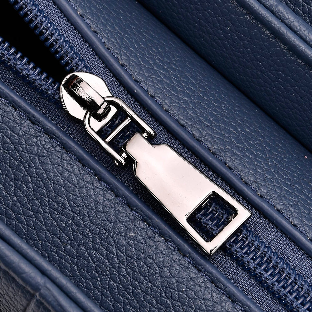 Croc Embossed Crossbody Bag with Lock & Top Handle - Blue