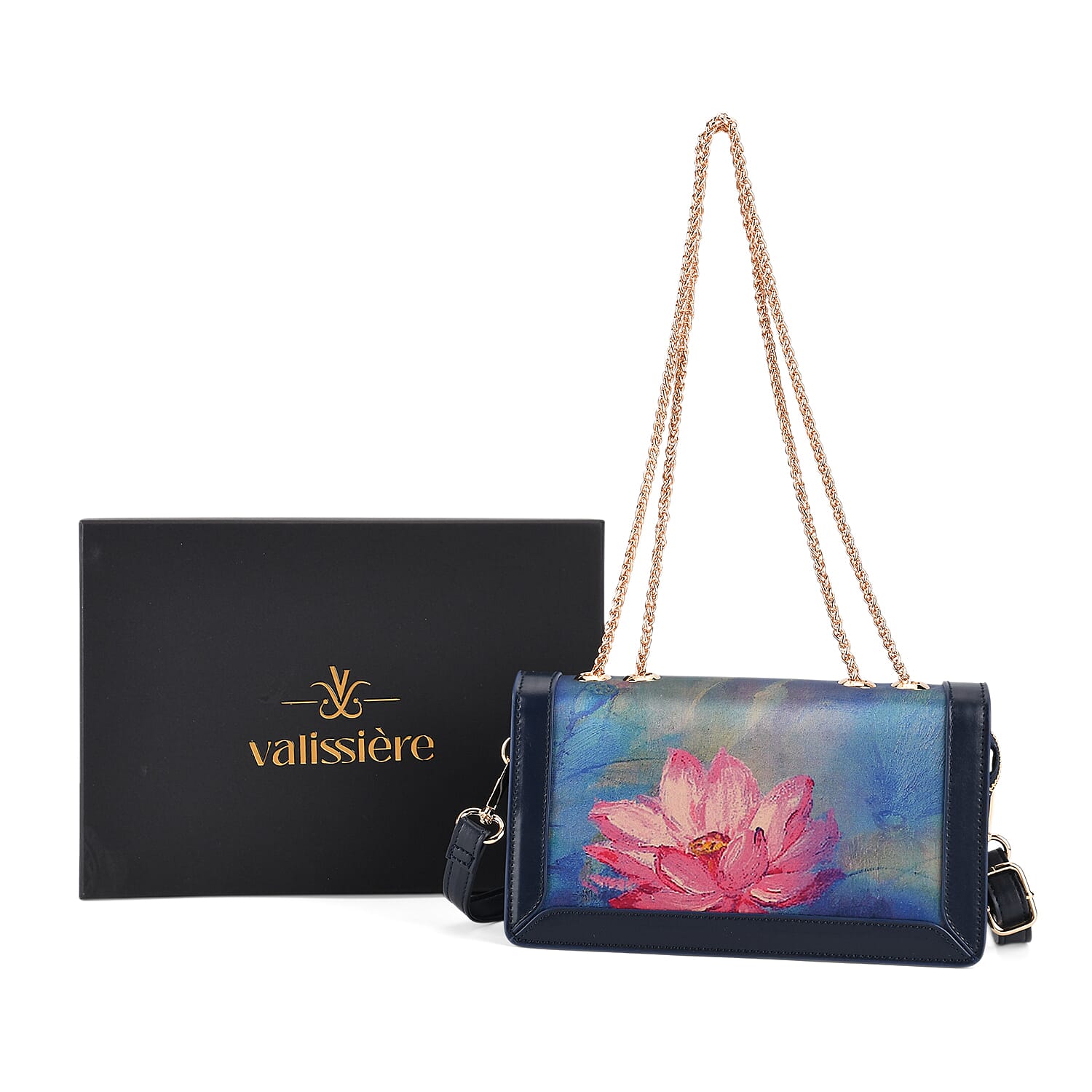Where Artisans Give Silk a Soul - Limited Edition - Genuine Leather Crossbody Bag with Mulberry Silk Art - Blue - Pink