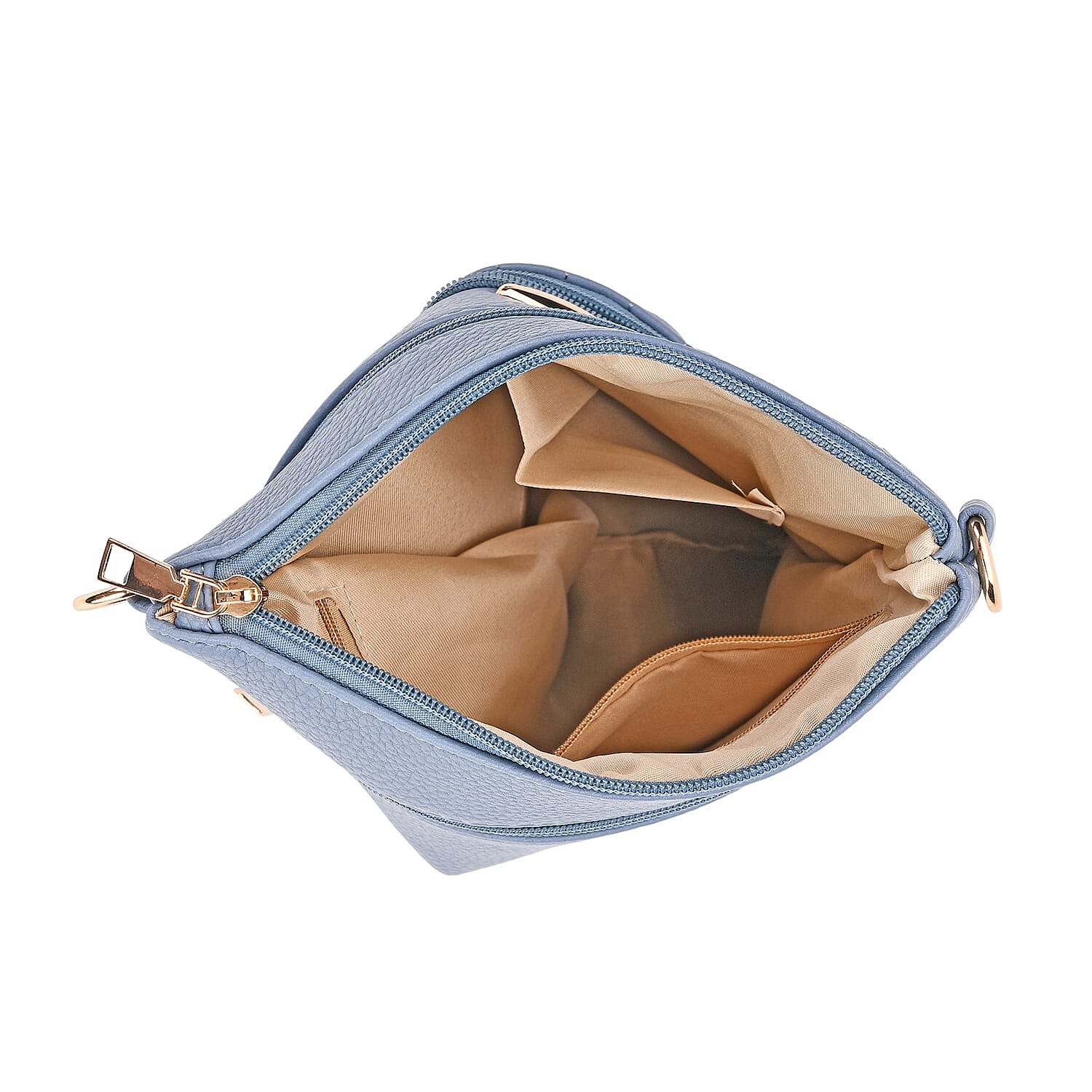 Set of 2 Quilted Crossbody Bags with Patterned Strap - Blue - Olive