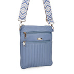 Set of 2 Quilted Crossbody Bags with Patterned Strap - Blue - Olive