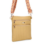 Set of 2 Quilted Crossbody Bags with Patterned Strap - Blue - Olive