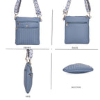Lifestyle Crossbody Bag with Pleated Detail & Patterned Strap - Denim Blue