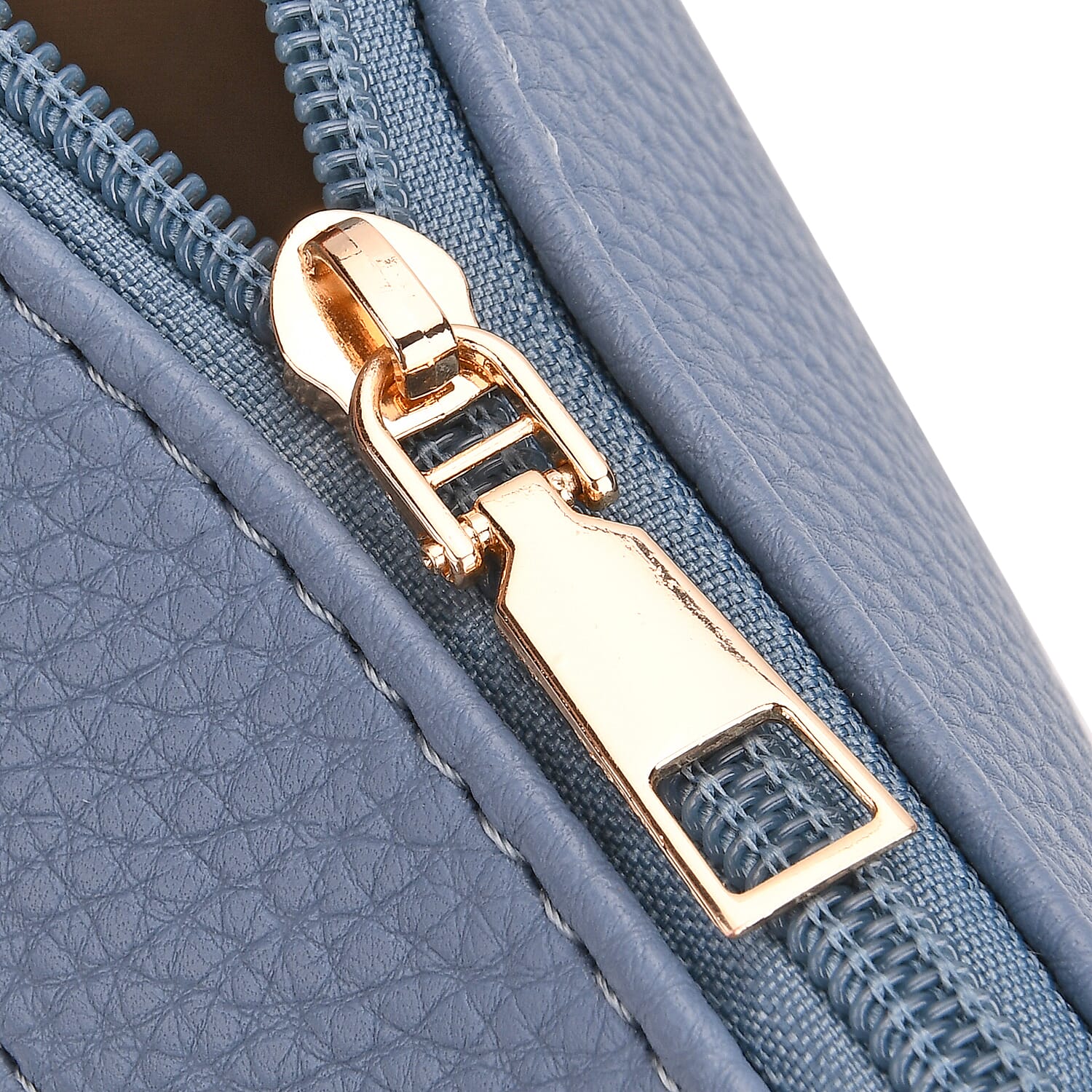 Lifestyle Crossbody Bag with Pleated Detail & Patterned Strap - Denim Blue