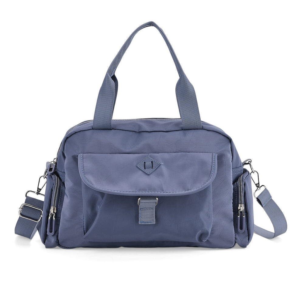Multi-Pocket Handbag with Crossbody Strap (120 cm) - Blue