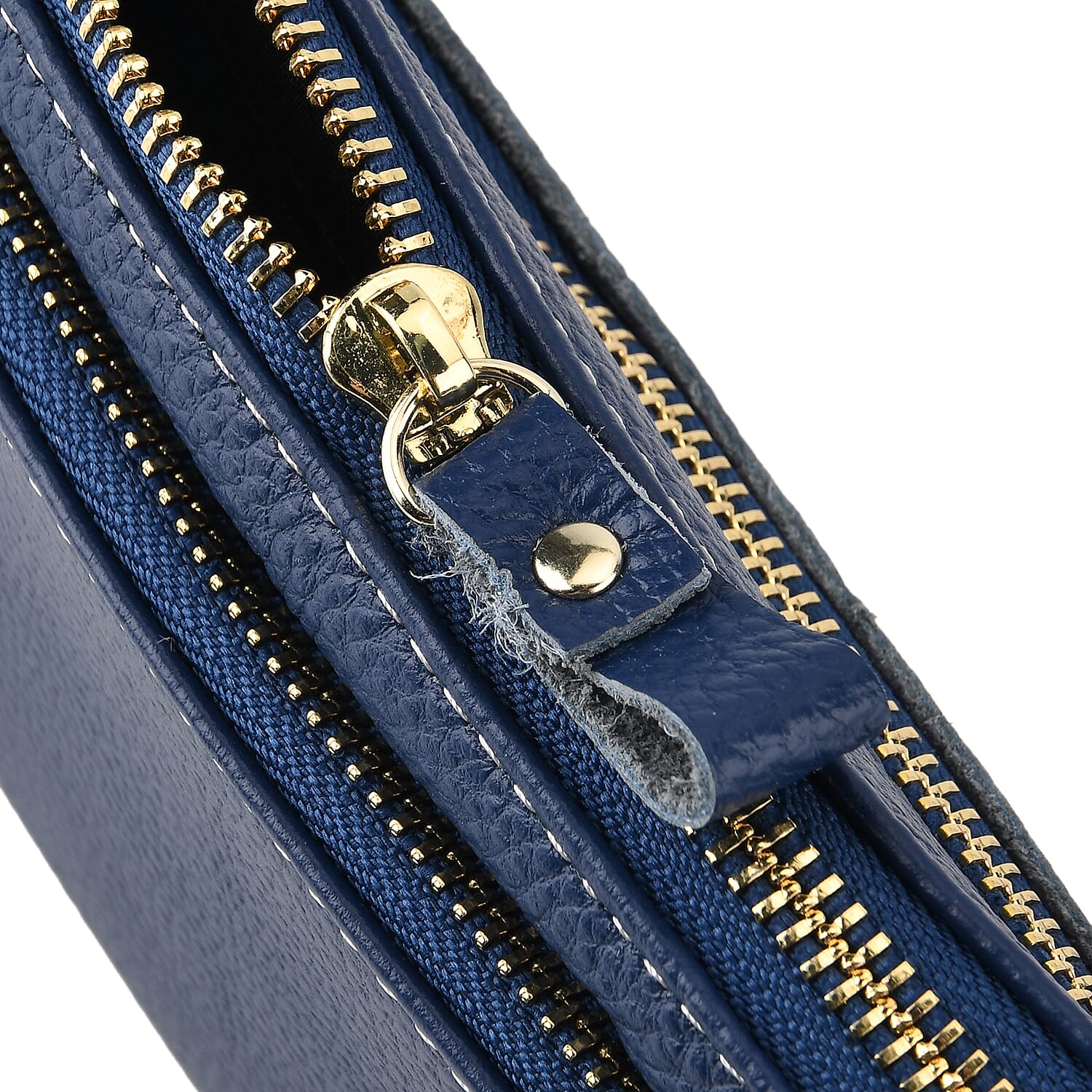 100% Exquisite Genuine Leather Premium Crossbody Bag 3-in-1 Clutch - Wristlet - Navy