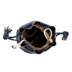 THE AURELLE - Designer Inspired 100% Genuine Premium Leather Crossbody Sinch Bag with Removable Top-Handle, Embedded Fabric Pouch And Gold-Tone Hardware - Dark Blue