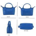 Designer Inspired Genuine Leather Mini Crossbody Bag with Top Handle - Blue