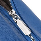 Designer Inspired Genuine Leather Mini Crossbody Bag with Top Handle - Blue