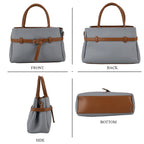 Designer Inspired Satchel-Style Handbag with Belt Detail - Blue