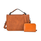 Set of 2- Sling Crossbody Bag with Card Holder - Brown