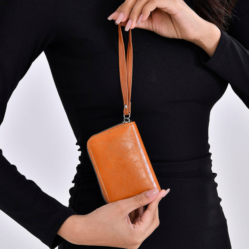 Set of 2- Sling Crossbody Bag with Card Holder - Brown