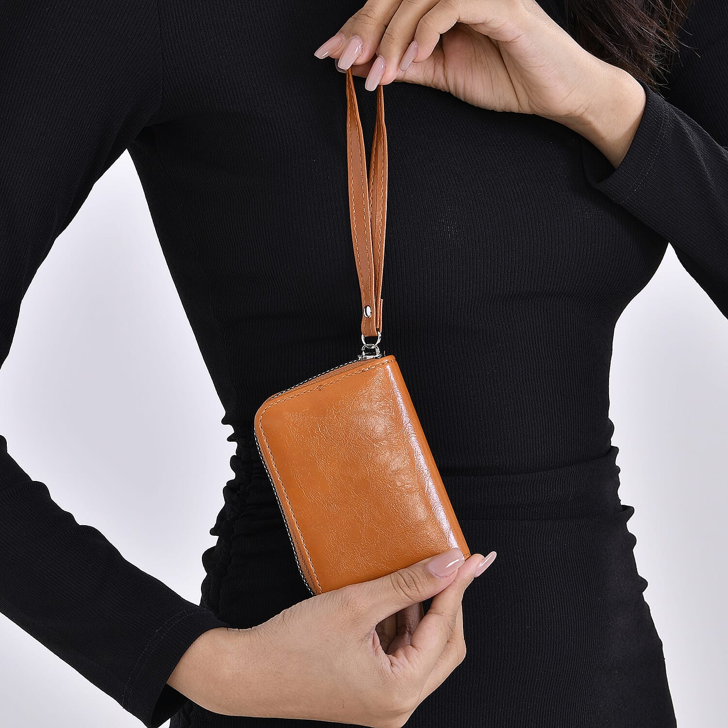 Set of 2- Sling Crossbody Bag with Card Holder - Brown