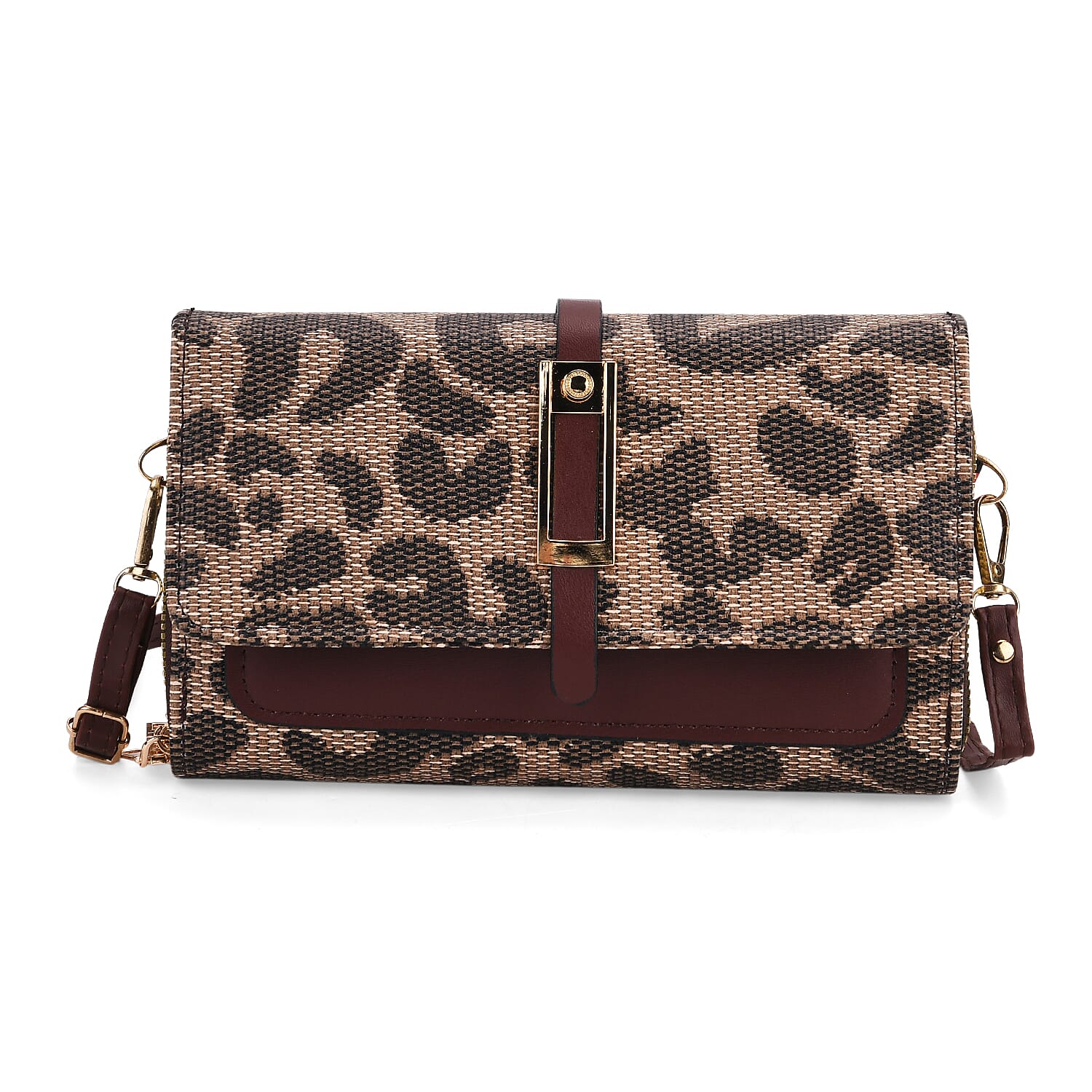 DESIGNER INSPIRED Leopard Print Clutch Handbag - Brown