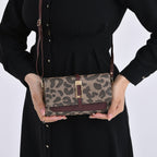 DESIGNER INSPIRED Leopard Print Clutch Handbag - Brown