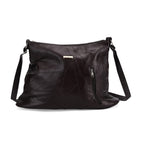 Styled By 100% Genuine Leather Large Crossbody Bag - Brown