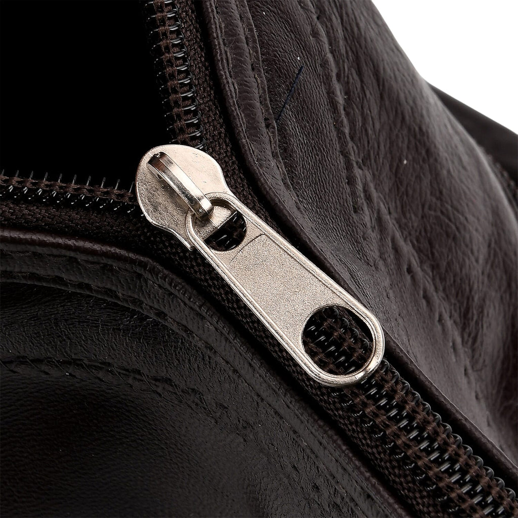 Closeout Deal - Genuine Leather Handbag with Adjustable Shoulder Strap - Brown