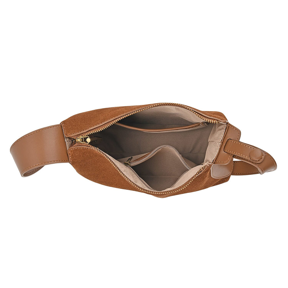 Genuine Leather Shoulder Bag - Brown
