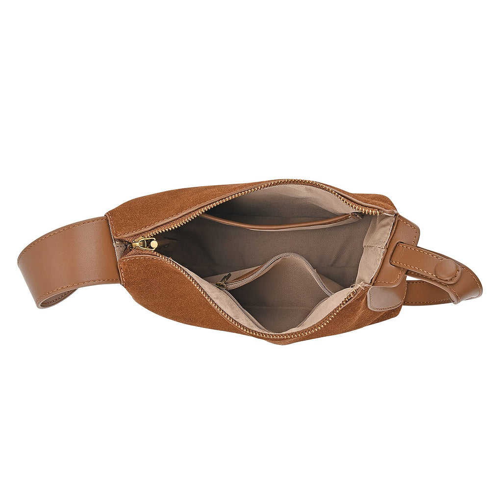 Genuine Leather Shoulder Bag - Brown