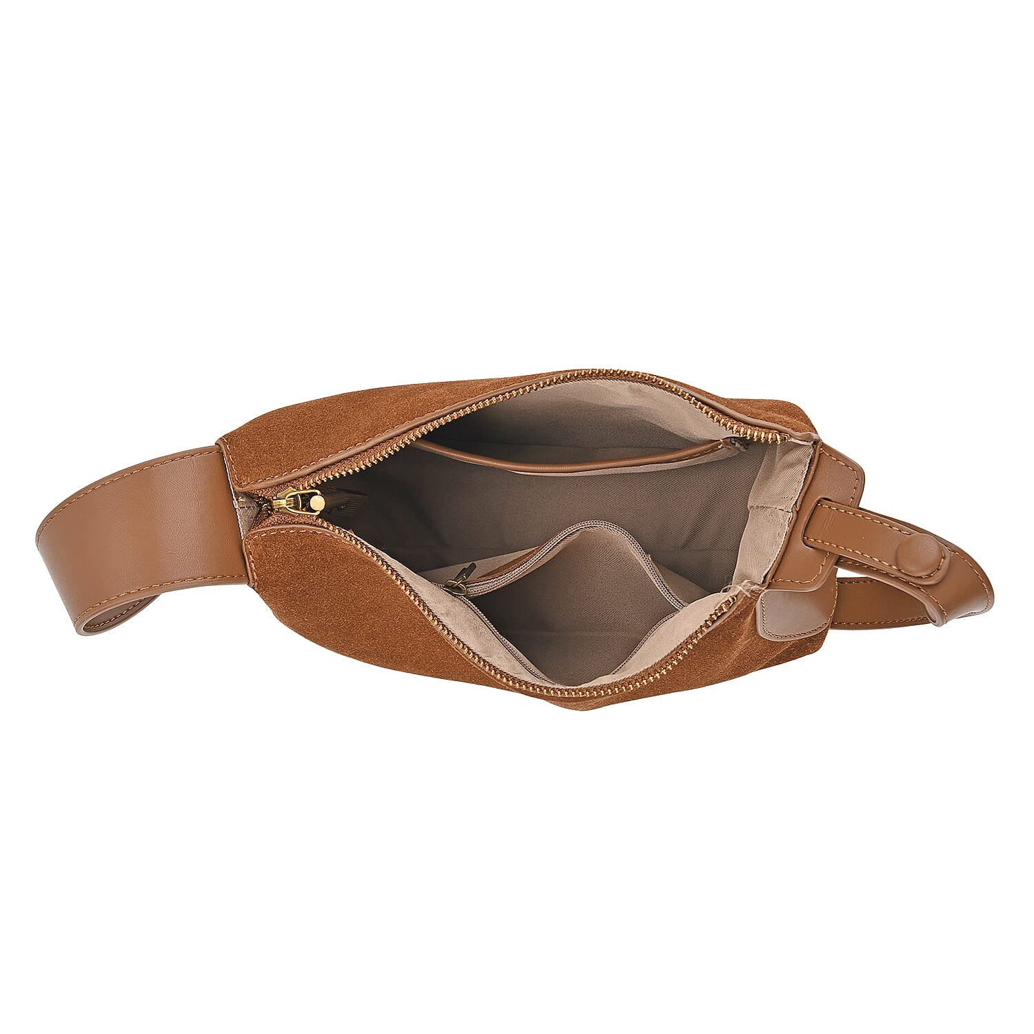 Genuine Leather Shoulder Bag - Brown