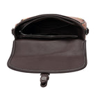 Floral Embroidered Sling Crossbody Bag - Brown