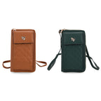 Set of 2 Quilted Cellphone Bags - Brown - Dark Green
