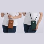 Set of 2 Quilted Cellphone Bags - Brown - Dark Green