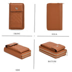 Set of 2 Quilted Cellphone Bags - Brown - Dark Green