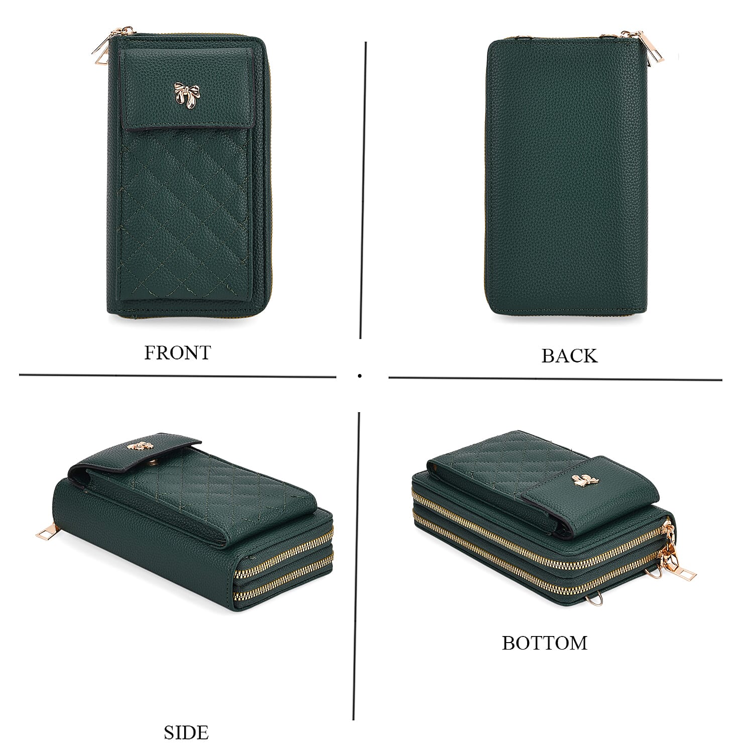 Set of 2 Quilted Cellphone Bags - Brown - Dark Green