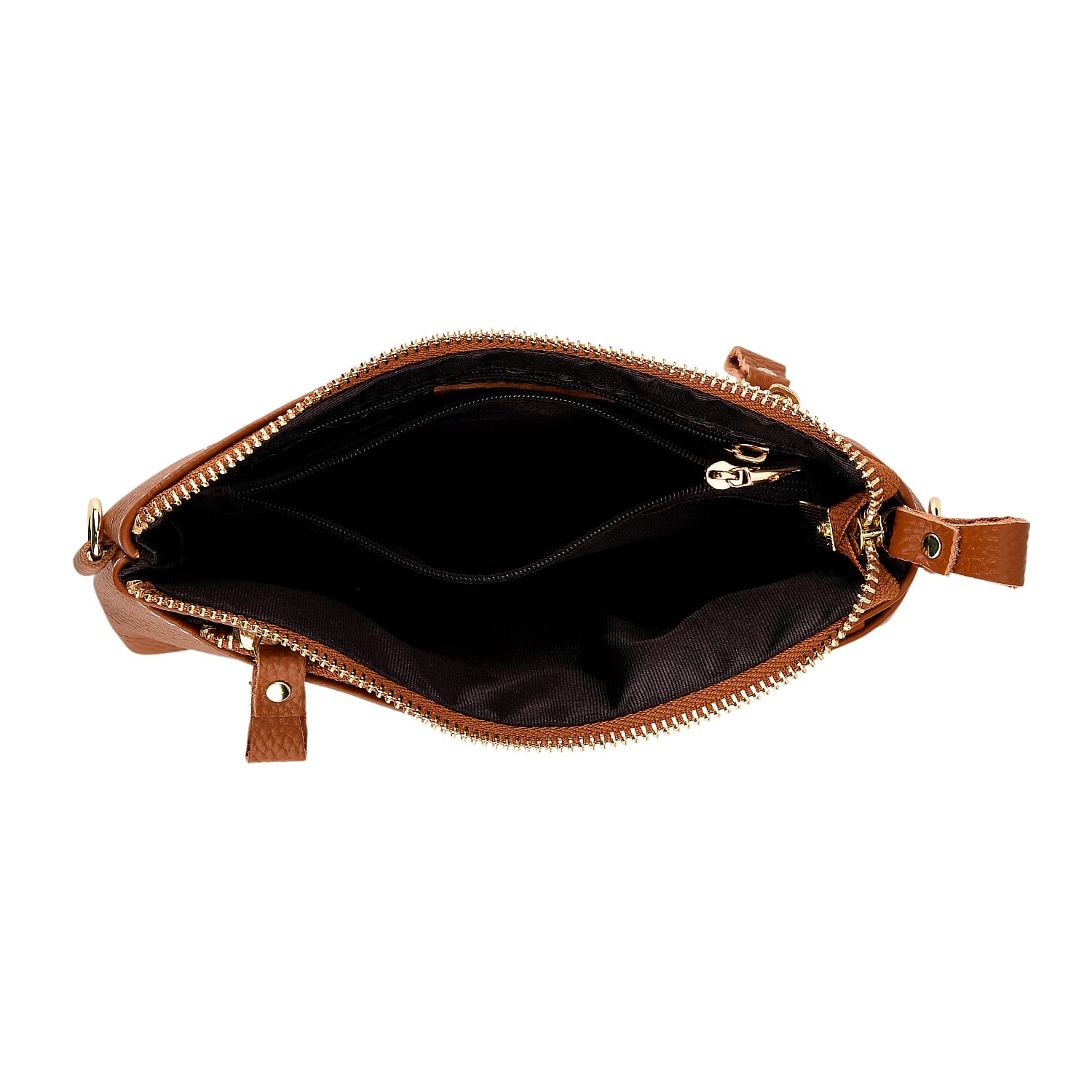 100% Exquisite Genuine Leather Premium Crossbody Bag 3-in-1 Clutch - Wristlet - Tan