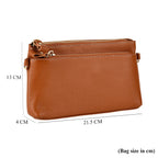 100% Exquisite Genuine Leather Premium Crossbody Bag 3-in-1 Clutch - Wristlet - Tan