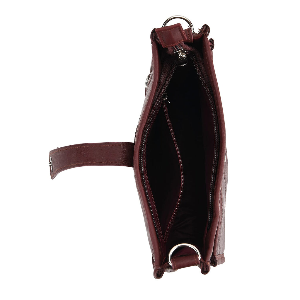 Styled By Patchwork Crossbody Bag with Adjustable Shoulder Strap - Burgundy