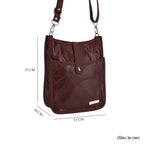 Styled By Patchwork Crossbody Bag with Adjustable Shoulder Strap - Burgundy