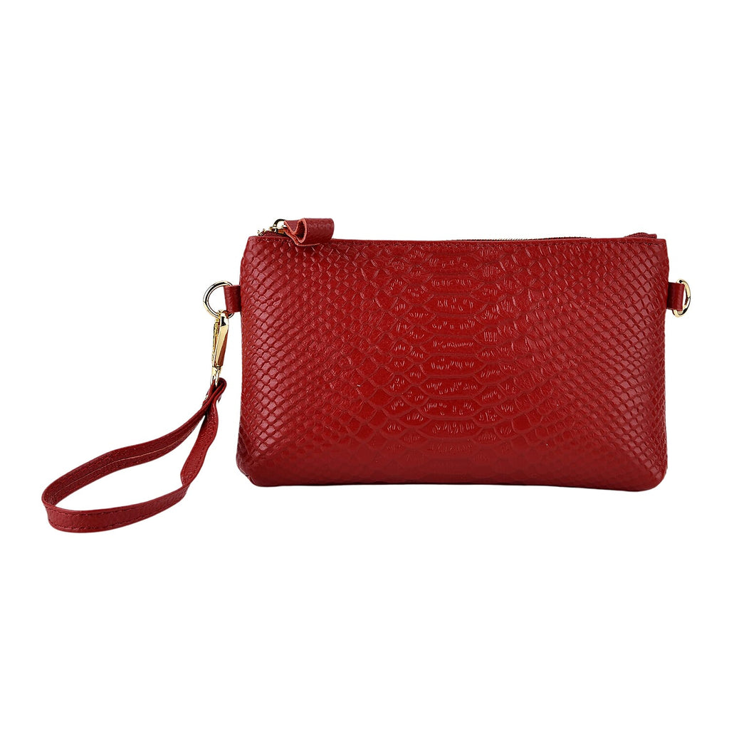 Genuine Leather Sling Bag with Detachable Strap (140 cm) - Burgundy