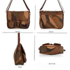 100% Leather Crossbody Bag with Adjustable Shoulder Strap - Camel