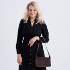 Genuine Leather Shoulder Bag - Chocolate