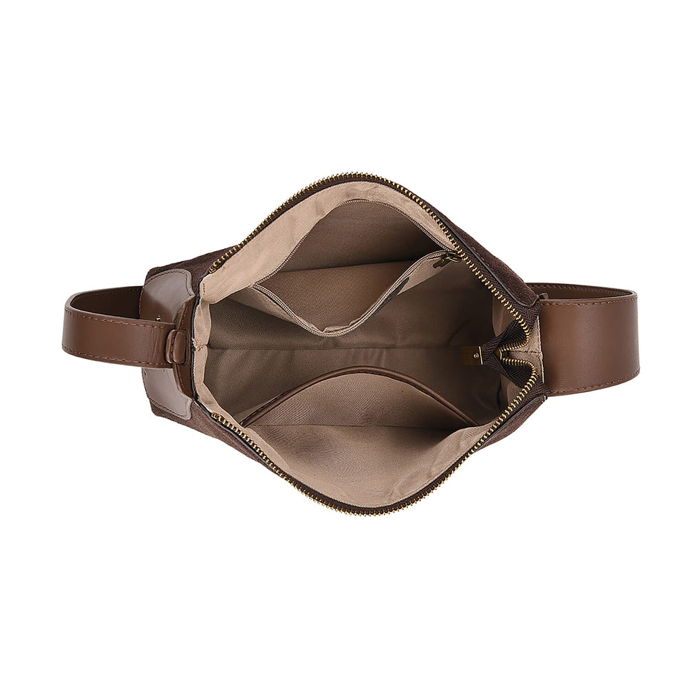 Genuine Leather Shoulder Bag - Chocolate