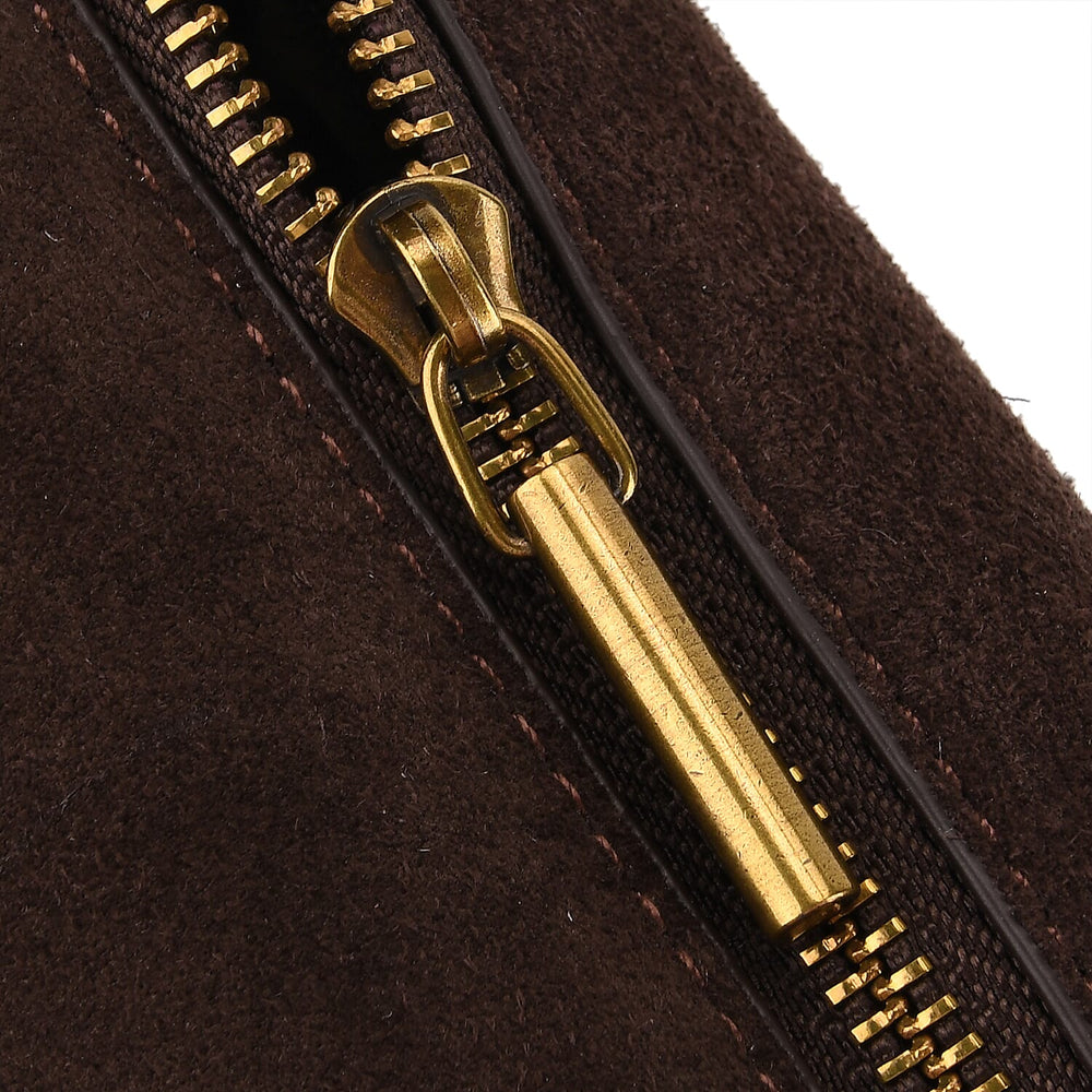 Genuine Leather Shoulder Bag - Chocolate