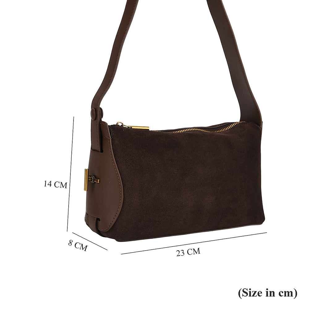 Genuine Leather Shoulder Bag - Chocolate